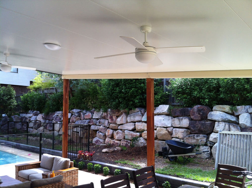 patio roof with fans in brisbane suburbs